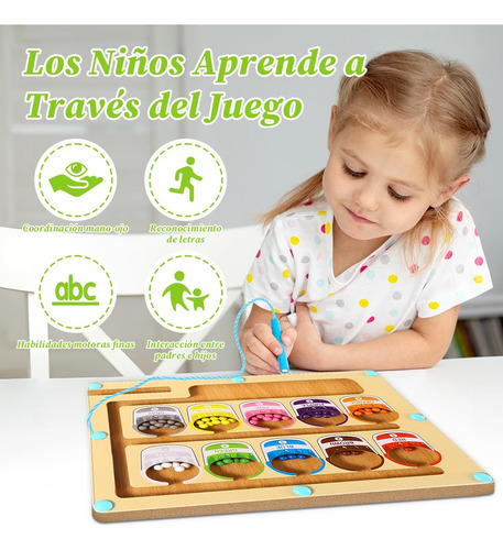 Heibago Laberinto Magnético, Juguetes Didácticos Para Niños, Juego De Combinar Colores Y Números, Tablero De Dibujo Magnético Con Desarrollan Coordinación Ojo-mano Y Concentración Para Niño 1 A 6 Años