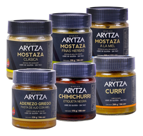 Pack De Salsas Y Mostazas Arytza - Curry, Chimi, Criolla