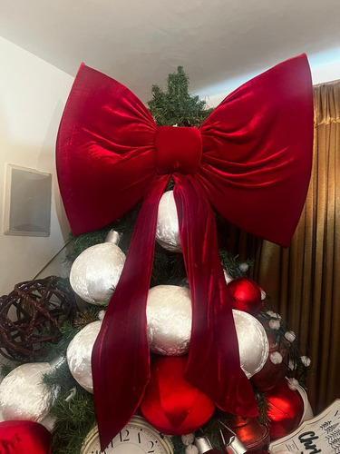 Moño De 85cms Sencillo Con Lazo Reyeno Rojo Terciopelo