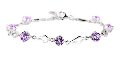 Pulsera De Plata Fina 925 Amatista Lila Púrpura