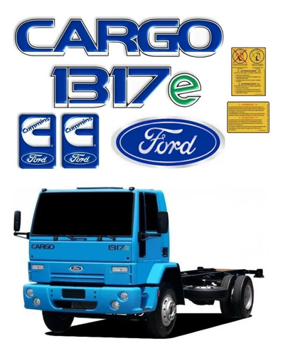 Adesivos Emblemas Resinados Compatível Cargo 1317e Completo Cor Azul