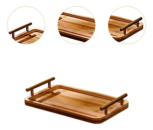 Bandeja De Madera Para Servir Con Asas, Bandeja Rectangular