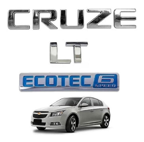Kit Emblema Cruze Lt Ecotec 6 Speed Cromado