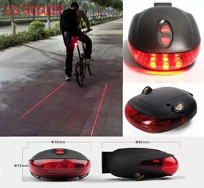 Bicicleta de ciclismo, 7 modos de flash, luces rojas impermeables con 5 LED  y 2 rayos láser, luz trasera de bicicleta, luz trasera de advertencia de