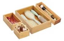 Comprar Set X4 Canastos Cajas Madera Bambu Organizador Baño Cajon