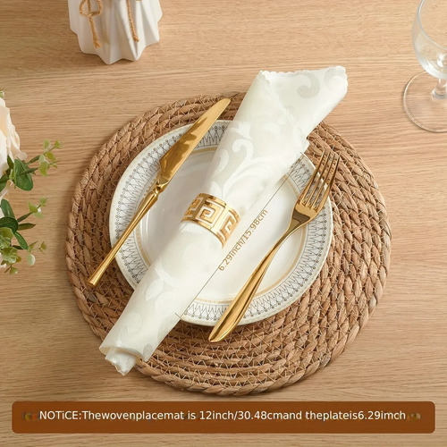 Posavasos Con Forma De Totora Redonda, Tejido Rústico, En Fo