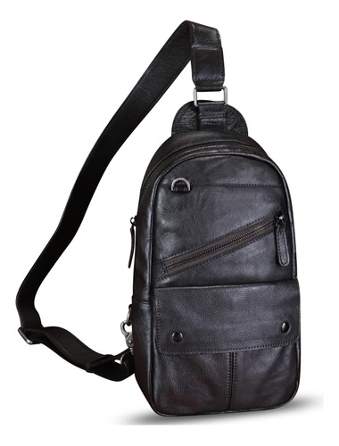 Feigitor Bolso Bandolera Cuero Genuino Hombres Mochila Retro