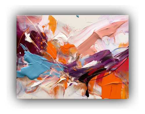 65x50cm Cuadro Abstracto Moderno En Lienzo 4k Bastidor Mader