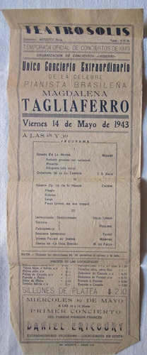 Antiguo Programa Teatro Solis Piano Magdalena Tagliaferro 19