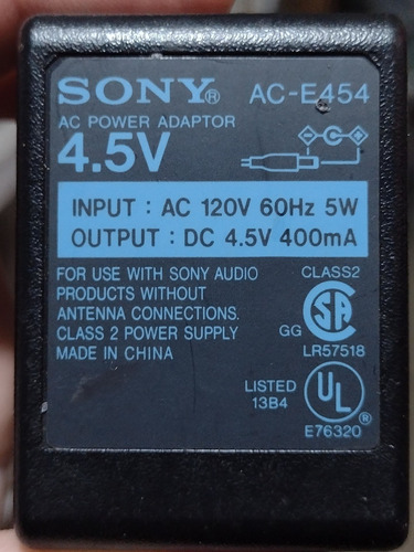 Adaptador Cargador De Corriente Sony 4.5v 400ma Usado 