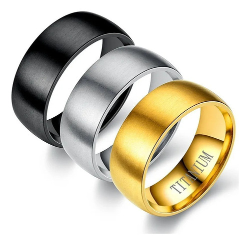 Anillo Alianza Color Oro Plata Negro Hombre Mujer Titanio