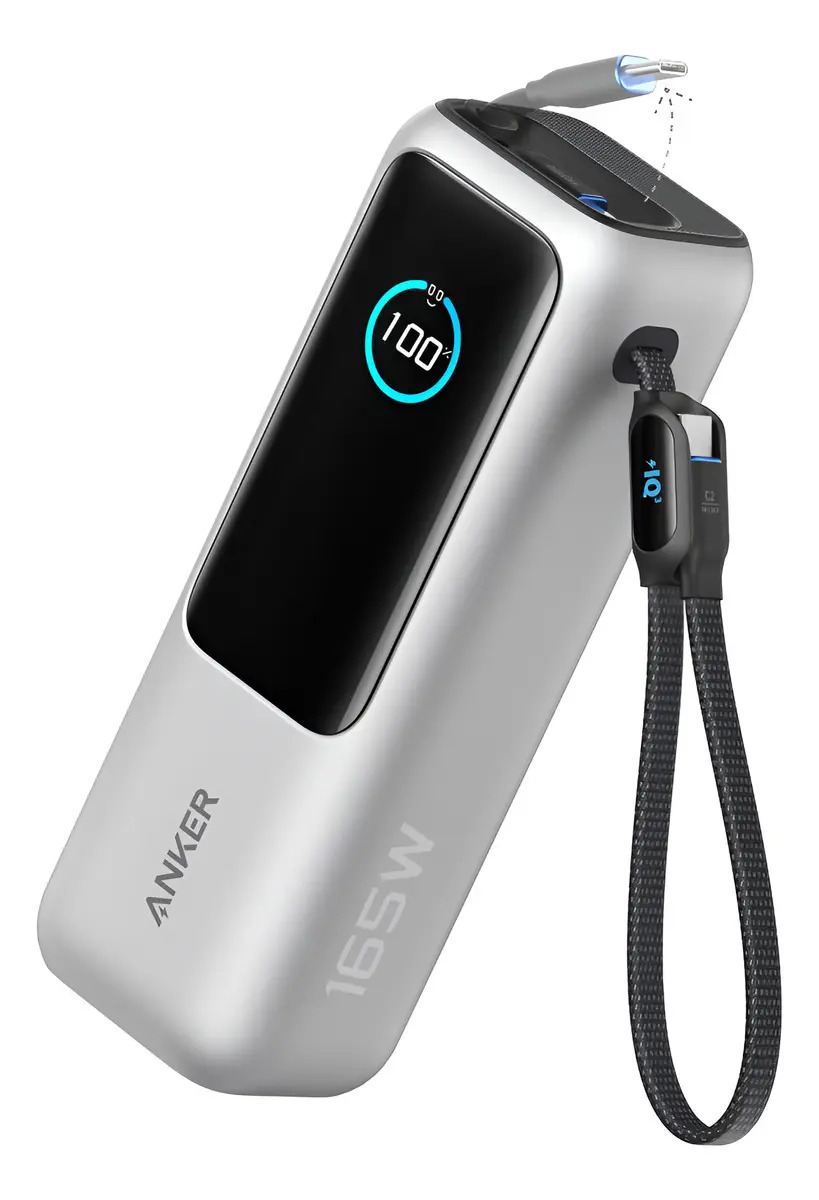 Power Bank Anker 25k Mah, 165 W Usb-c Integrado Y Cable Gris