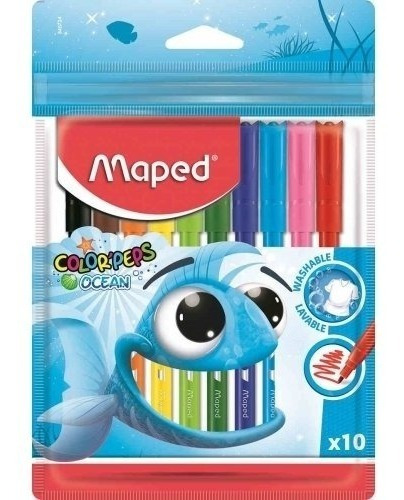 Marcador Fibra Escolar Maped Color Peps Ocean X 10 Colores