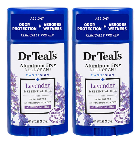 Dr Teal's Desodorante Sin Lavanda2.65 Ounce (pack Of 2) Drtl