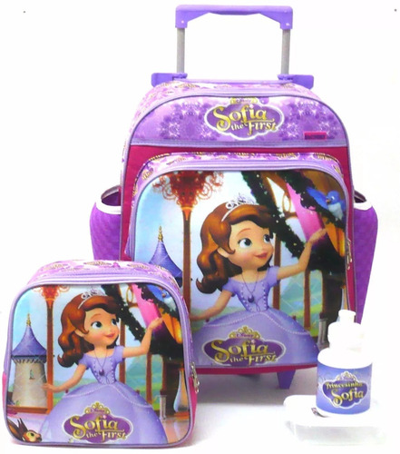 Mochila Infantil Princesa Sofia Rodinha G + Lancheira F4