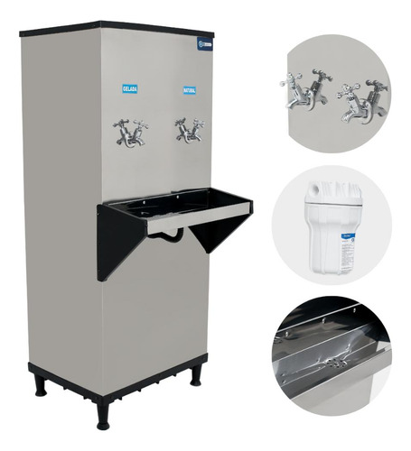 Bebedouro De Água 50 Litros 2 Torneiras Inox Industrial Knox 110v