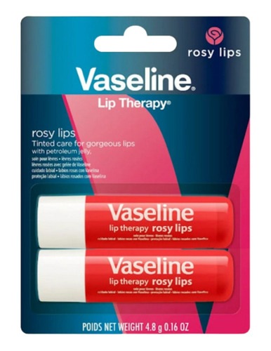 Protector Labial Vaseline Lip Therapy Rosy Lips Pack X 2uds