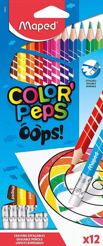 Lapices De Colores Borrables Maped Color Peps Oops! X12 Full