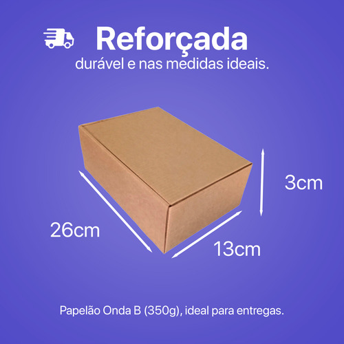 40 Unidades Caixa De Papelão Ondulado 26cm 3cm 13cm Pardo