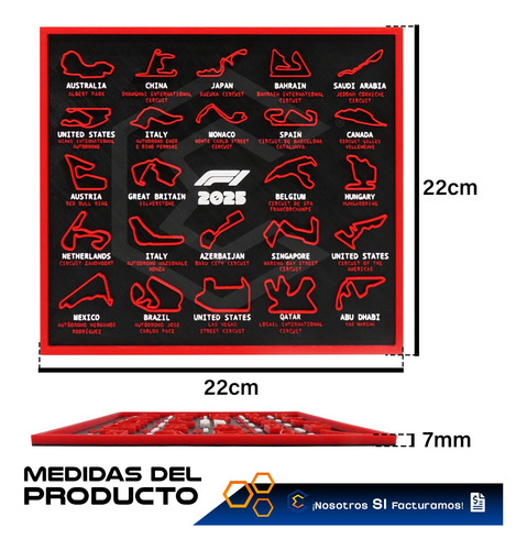 Cuadro Mapa Circuitos Pistas Formula 1 F1 Temporada 2025