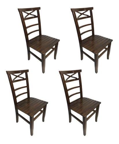 Kit 4 Cadeiras De Madeira Maciça Abc Valência Para Varanda Cor Da Estrutura Da Cadeira Marrom