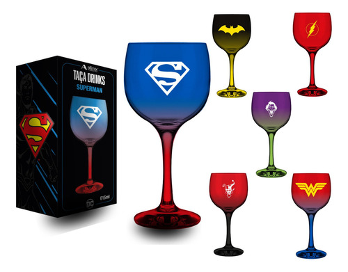 Taça Gin/drinks Dc Comics Vidro Presentes Produto Licenciado Cor Superman