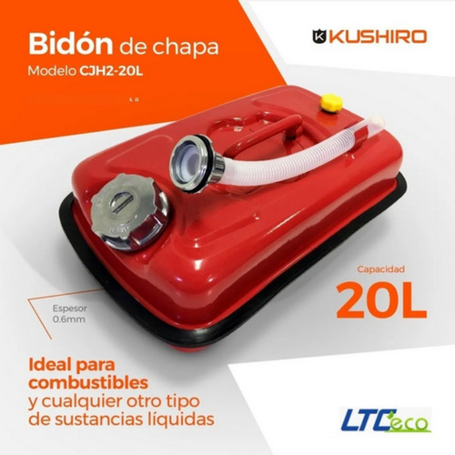 Imagen 2 de 10 de Bidón De Chapa Horizontal 20 Litros Para Combustible Pico