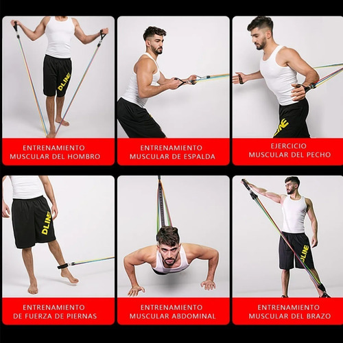 Set De Ligas De Resistencia Para Ejercicio En Casa 11 Pzs