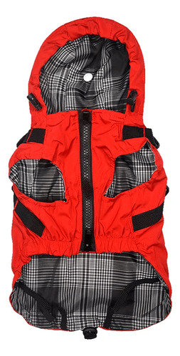 Petlounge® Parka Impermeable Capucha Y Arnes Roja Small