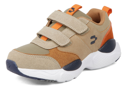 Tenis Para Niño Cómodos Ajuste De Velcro Charly Taupe Tallas 15-21 Mod. 1069913
