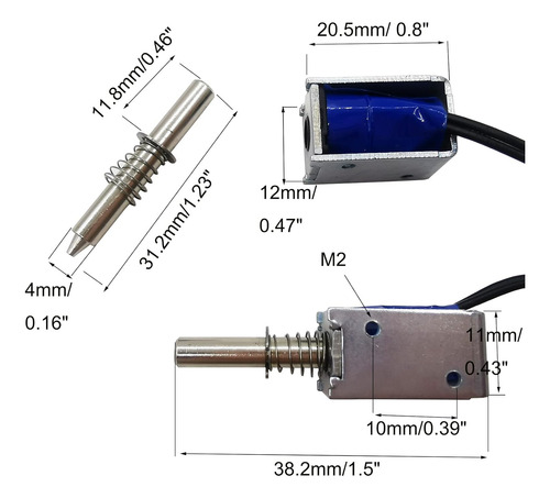 2 Electroimanes De Solenoide Lineal De Empuje De 5 Mm D...