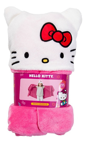 Manta Polar Capucha 3d 180cm Stitch Bluey Spiderman Disney Hello Kitty Rosa