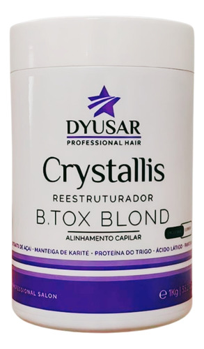 Máscara Redutora De Volume Crystallis Blond Dyusar 1kg