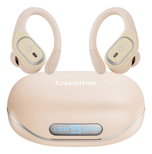 Basike Fone De Ouvido Bluetooth 6.0 Esportivo Sem Fio Gancho Intra-auricular,estéreo,Com display Led, Tws, Ipx5, Enc, Suporta Chamadas De Voz, Compatível Android E Ios, Cor Branco