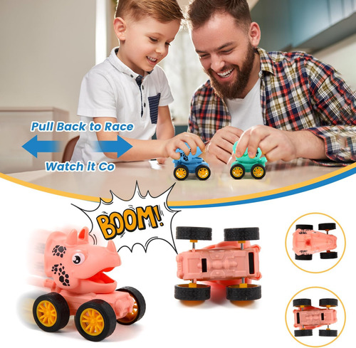 Juego De 18 Coches De Dinosaurios Para Niños Pequeños, Mini