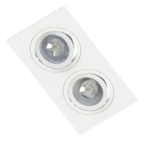 Kit 6x Spot Embutir Duplo Par20 Face Plana C/ Lamp. 7w 3000k Estrutura Branco 127/220v