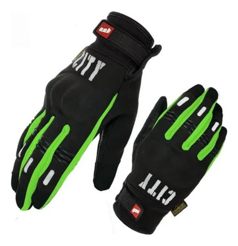 Guantes Moto Frio Madbike City Touch Con Proteccion Verde L