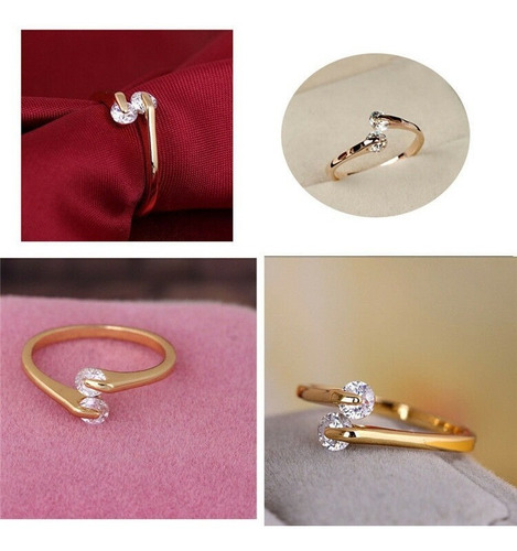 Anillo Ajustable Fantasia Fina Compromiso  Amor Dorado 