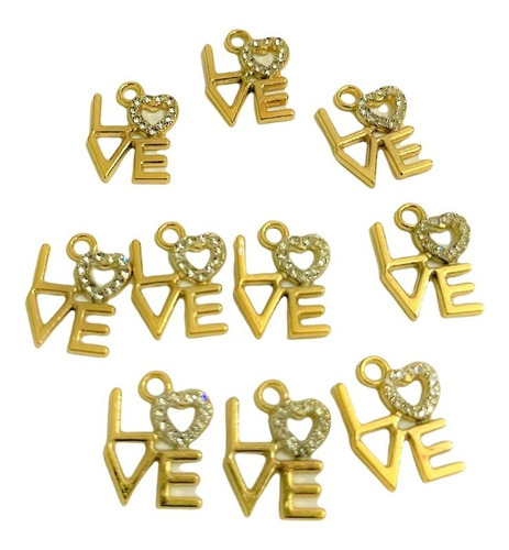 20 Dijes Love Cuadrado - Chapa De Oro 14k