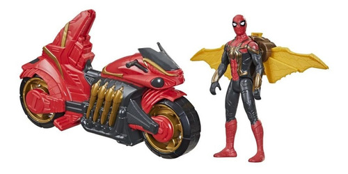 Super Moto Arácnida + Muñeco Spiderman Dorado Hasbro. Origin