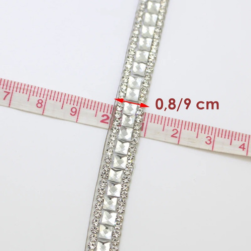 Galon Termoadhesivo Modelo Cristales Y Strass Precio X 50cm