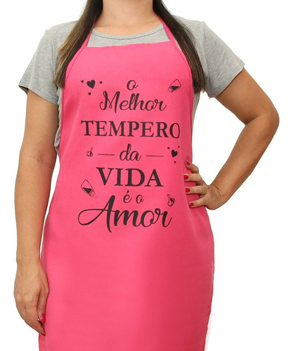 Avental De Cozinha Mãe Amiga Mulher Esposa- Tempero É O Amor Cor Rosa Desenho do tecido o tempero