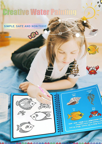 Libro Para Colorear De Dibujo De Agua Mágica Con Niños, 5 Pi