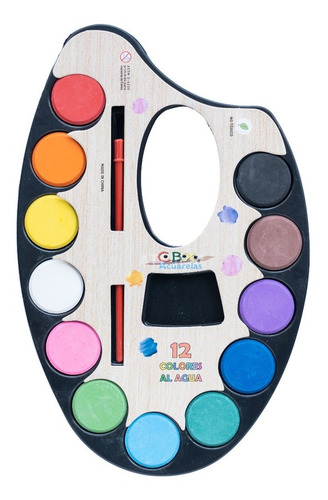 Imagen 6 de 6 de Acuarelas En Paleta + Pincel Marca Cbx Con 12 Colores