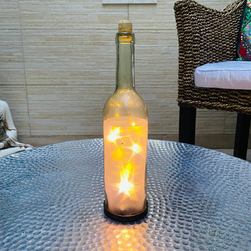 Botella Con Luz Centro D Mesa Farol Fanal Led Regalo Fiestas