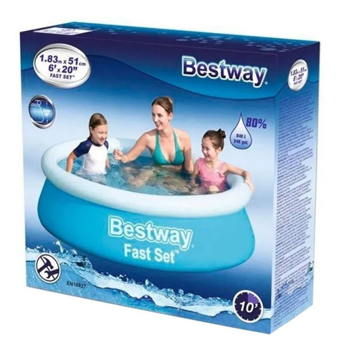 Imagen 2 de 2 de Alberca inflable redonda Bestway Fast Set 57392 de 1.83m x 51cm 940L azul