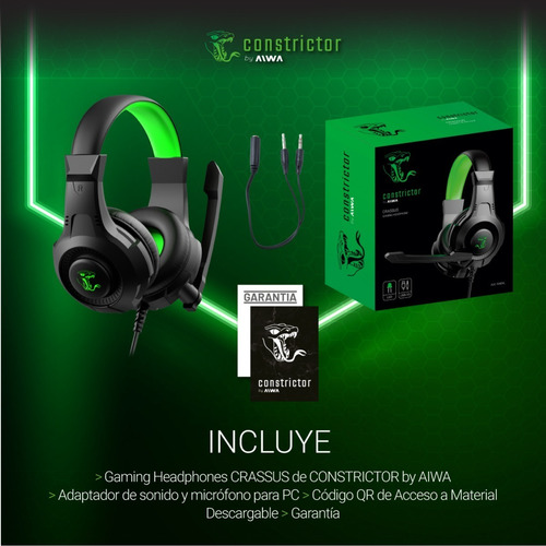 Imagen 5 de 7 de Auricular Gamer Aiwa Constrictor Led Con Mic Auc-1040vl