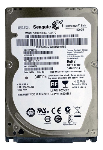 Disco Duro Interno Seagate Laptop Thin Hdd St500lt012 500gb