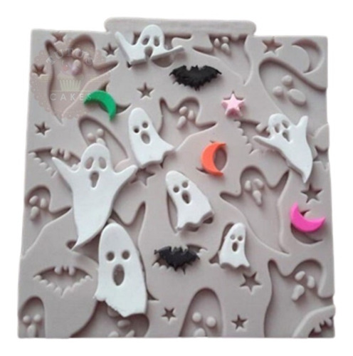 Molde Silicona Halloween Fantasmas Fondant Porcelana 