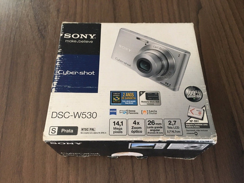 * Câmera Digital Sony + Cartão 4gb - Dsc-w530/s - Prata*